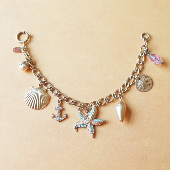 Vintage Catherine Popesco France Ocean Charm Bracelet – Starfish, Shell & Anchor - Picture 2 of 4